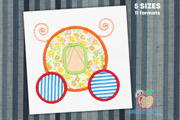 A Charming Carriage in Red Green Color Applique