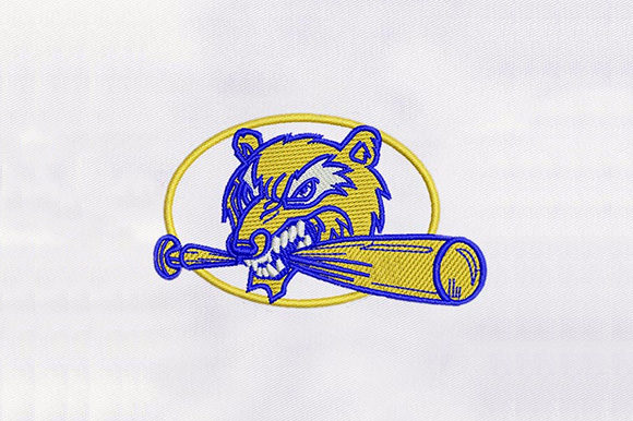 Charming Animal with Baseball Embroidery Design