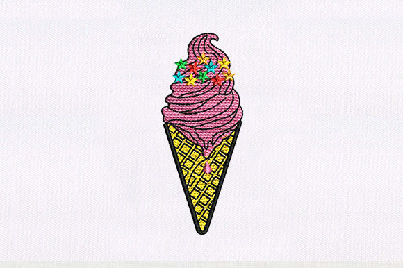 Charming Ice Cream Cone for Sweet Embroidery