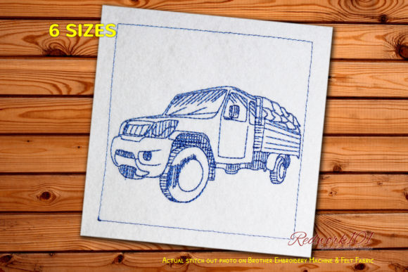 Farm Truck Bluework: A Charming Embroidery Design