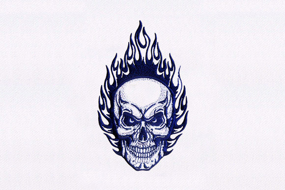 Fire Skull: A Bold Embroidery Design for Strong Personalities