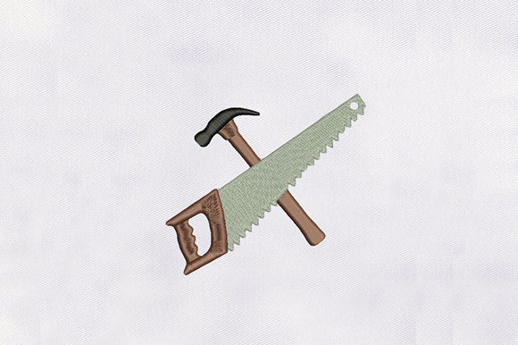 Hammer Saw Tools: A Charming Embroidery Design