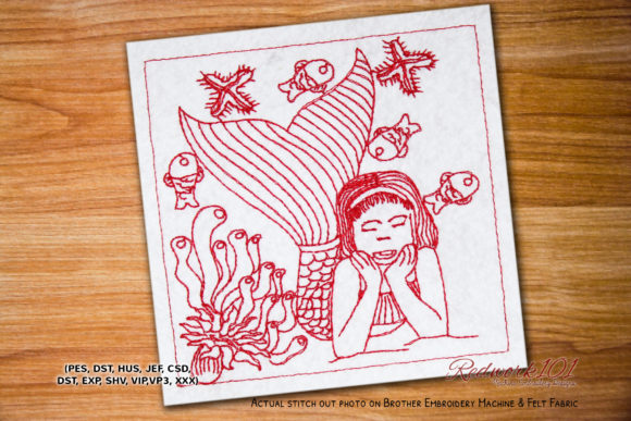 Mermaid and Sea Animals Lineart: A Festive Embroidery Delight