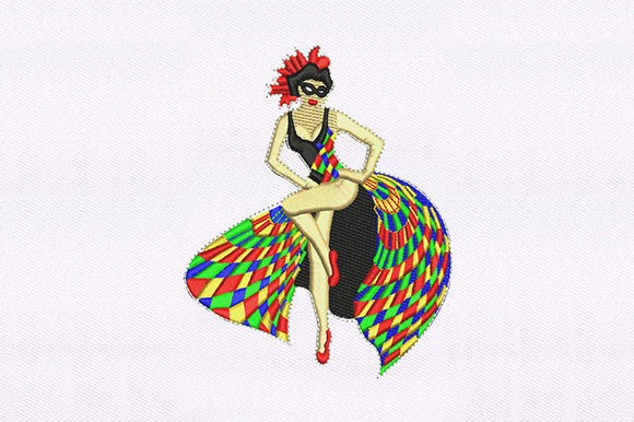 Skirt Flailing Dancer: A Whimsical Embroidery Design