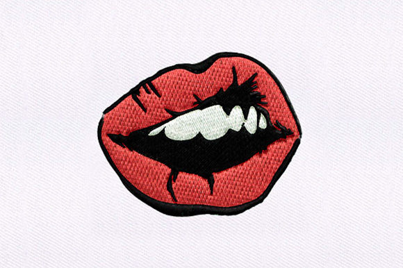 Succulent Red Lips: A Bold Beauty Embroidery
