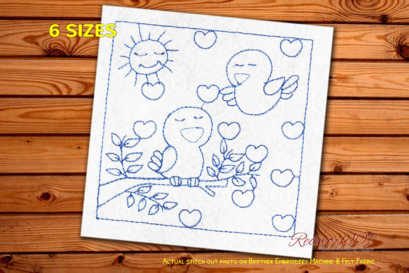 Two Love Birds Bluework: A Charming Embroidery Design